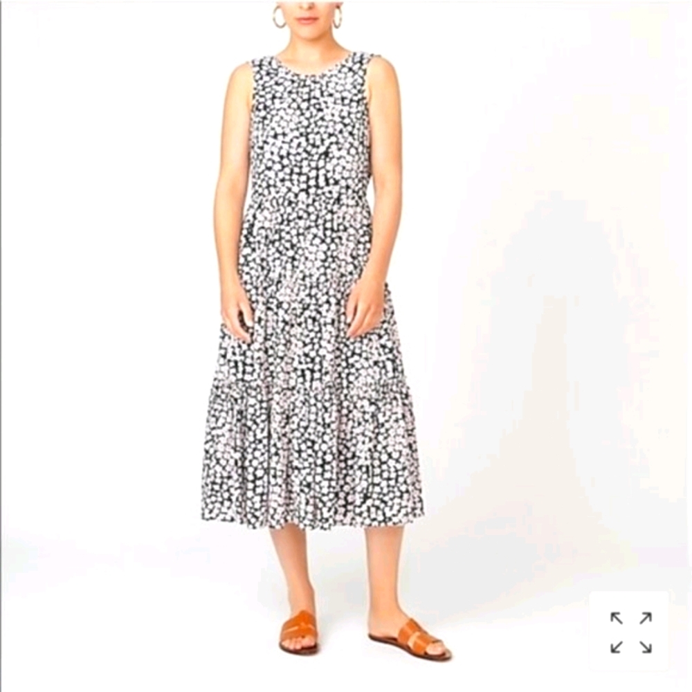 Jcrew tiered midi dress in poppy garden print